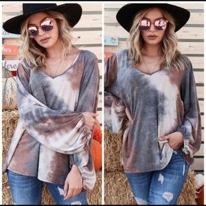 The TAYLOR Tie-Dye Balloon Sleeve Top